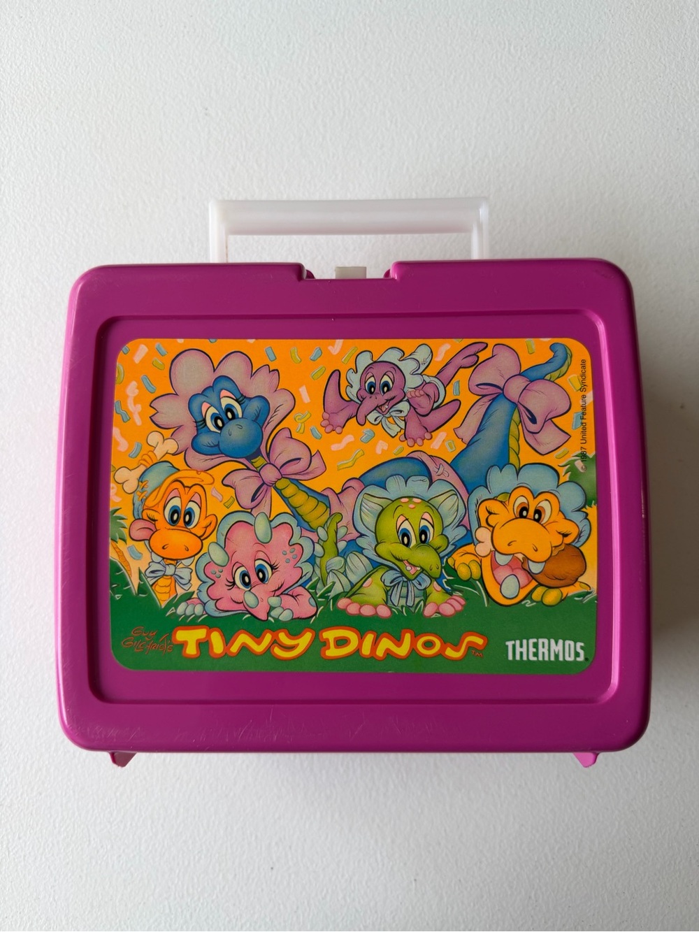 Thermos Tiny Dinos Plastic Lunchbox Purple Pink Vintage
